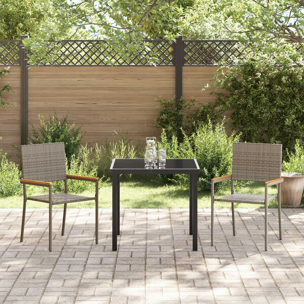 vidaXL Garden Stacking Chairs 2 pcs Grey and Brown
