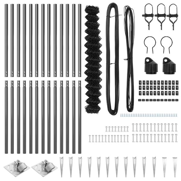 vidaXL Fence Post Grey 25 x 1.6 m (60 x 60 mm mesh) Steel and PVC
