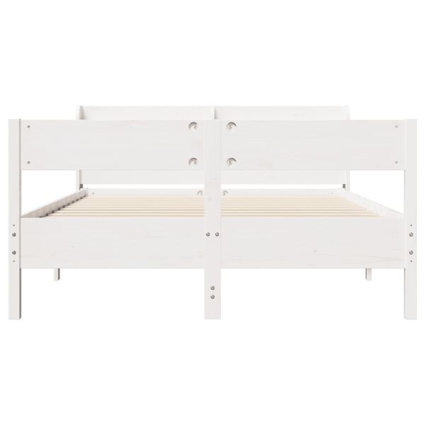 vidaXL Bed Frame without Mattress White 135x190 cm Double Solid Wood Pine