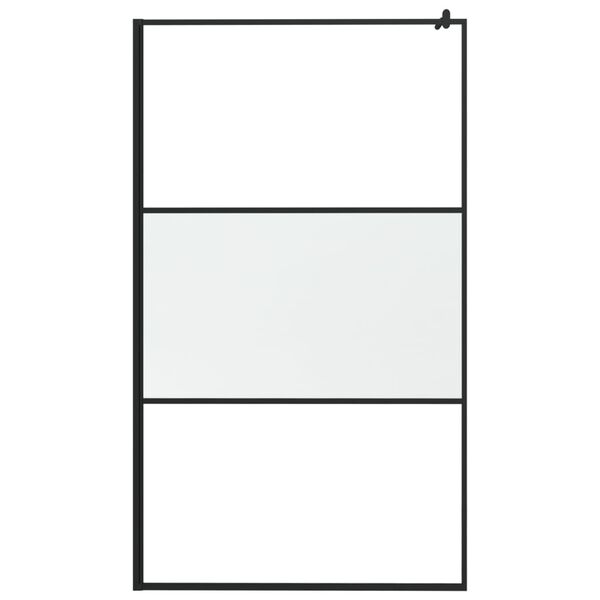 vidaXL Walk-in Shower Wall with Shelf Black 115x195 cm ESG Glass&Aluminium