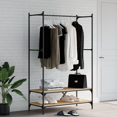 vidaXL Clothes Rack with Shelves Sonoma Oak Engineered Wood