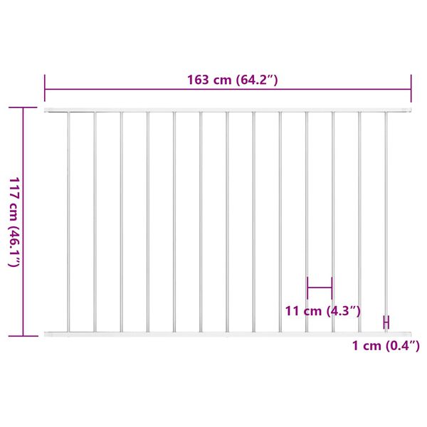 vidaXL Fence Panel Powder-coated Steel 1.7x1.17 m White