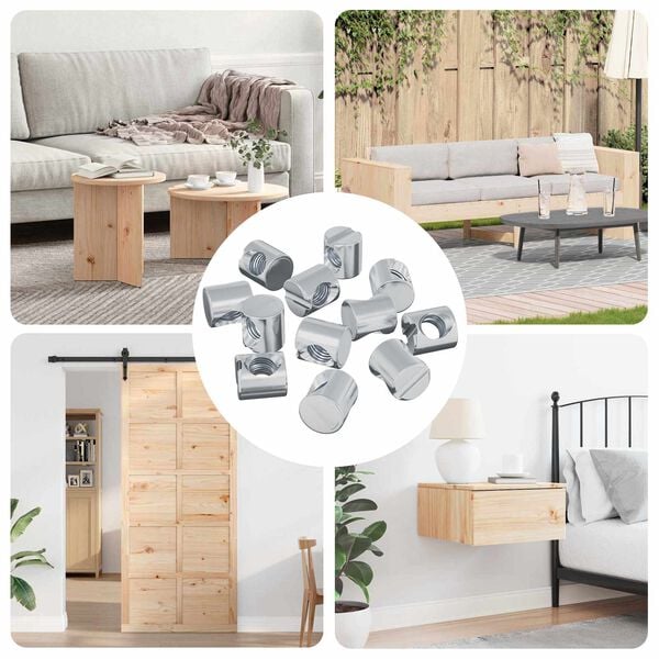 vidaXL Barrel Nuts 4500 pcs Silver M6 x 12 mm (Thread Diameter x H)