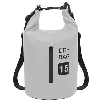 vidaXL Dry Bag with Zipper Grey 15 L PVC