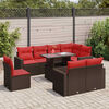 vidaXL 9 Piece Garden Sofa Set with Cushions Brown Poly Rattan Acacia