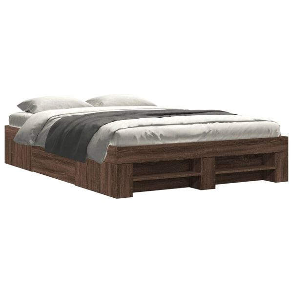 vidaXL Bed Frame without Mattress Brown Oak 140x200 cm Engineered Wood
