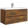 vidaXL Sink Cabinet Smoked Oak 90x38.5x45 cm Engineered Wood