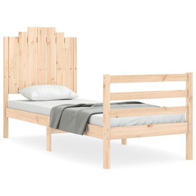 vidaXL Bed Frame with Headboard Small Single Solid Wood