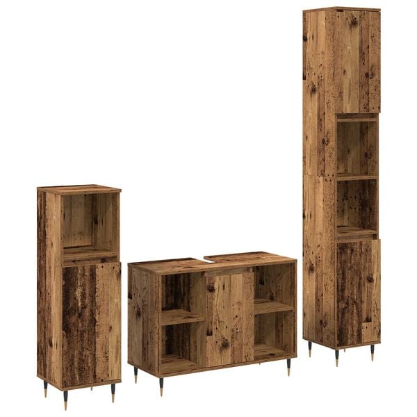 vidaXL Bathroom Furniture Set Other 3 pcs Old Wood 30 x 30 x 180 cm