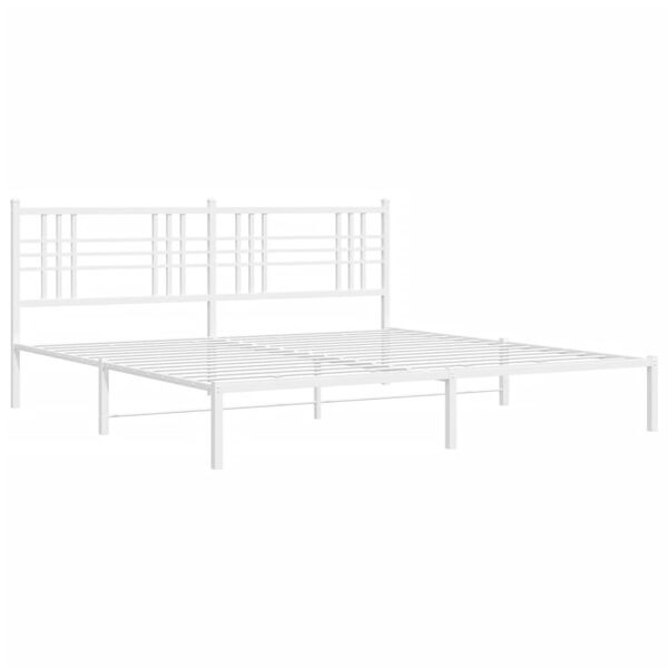 vidaXL Metal Bed Frame without Mattress with Headboard White 180x200cm