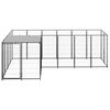 vidaXL Dog Kennel Black 4.84 m² Steel