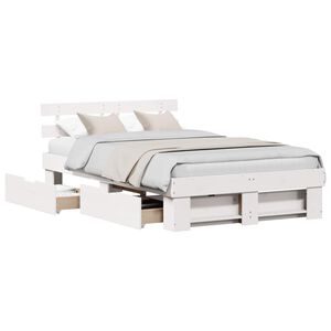 vidaXL Bed Frame with Headboard White 120 x 190 cm Solid Pine Wood