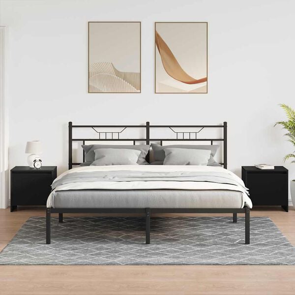 vidaXL Bedside Cabinets 2 pcs Black 45x34x44.5 cm Engineered Wood