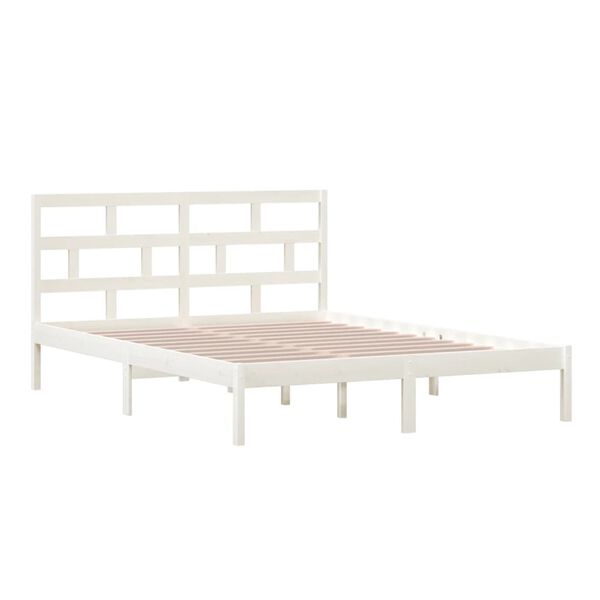 vidaXL Bed Frame without Mattress White King Size Solid Wood