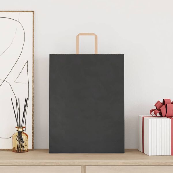 vidaXL Paper Bags 50 pcs with Handles Black 32x12x42 cm
