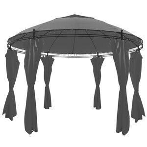 vidaXL Gazebo with Curtains Round 3.5x2.7 m Anthracite