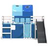 vidaXL Bunk Bed without Mattress with Slide and Curtains Blue 90x200 cm