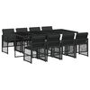 vidaXL 9 Piece Garden Dining Set with Cushions Black Poly Rattan