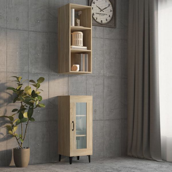 vidaXL Wall Cabinet Sonoma Oak 34.5x32.5x90 cm Engineered Wood