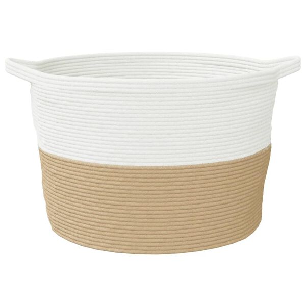 vidaXL Laundry Basket Beige and White &Oslash;60x36 cm Cotton