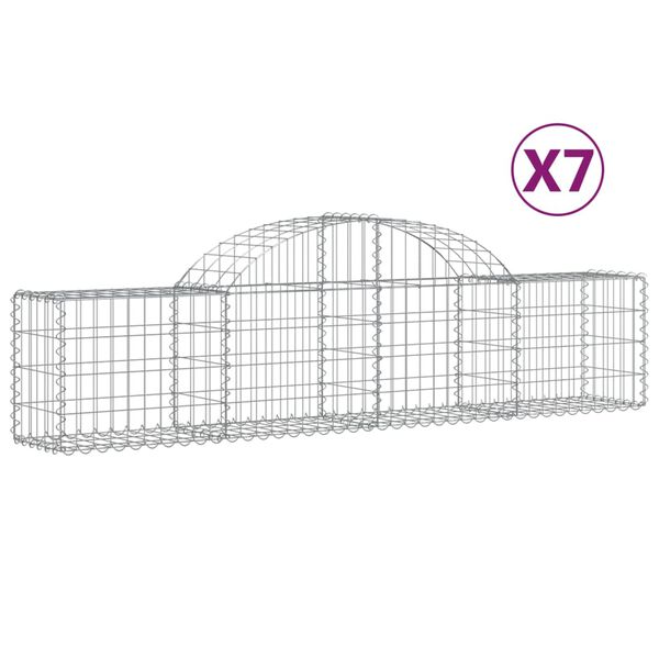 vidaXL Arched Gabion Baskets 7 pcs 200x30x40/60 cm Galvanised Iron