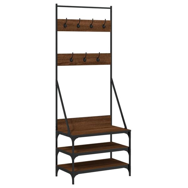 vidaXL Clothes Rack with Shoe Storage Brown Oak 70x40x184 cm
