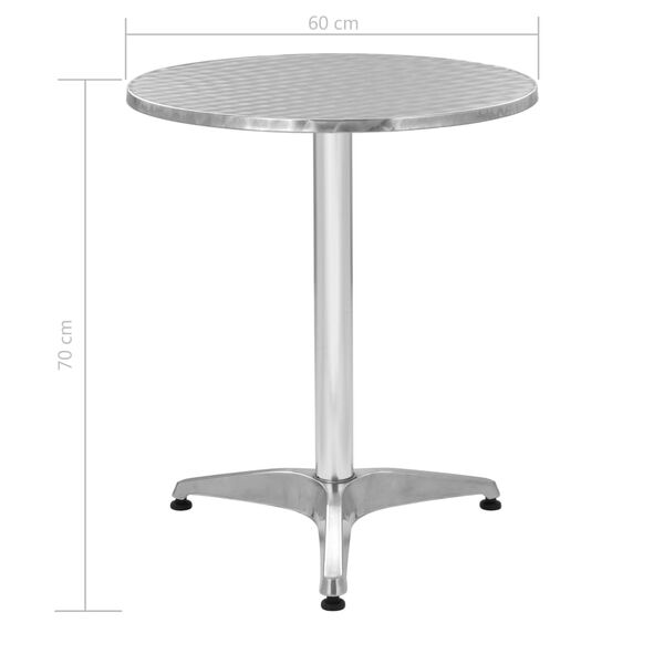 vidaXL Garden Table Silver 60x70 cm Aluminium