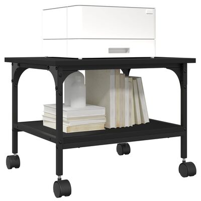 vidaXL Printer Stand 2-Tier Black 50x40x38 cm Engineered Wood