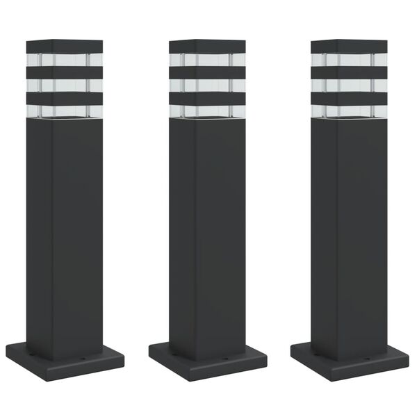 vidaXL Outdoor Floor Lamps 3pcs Black 50 cm Aluminium