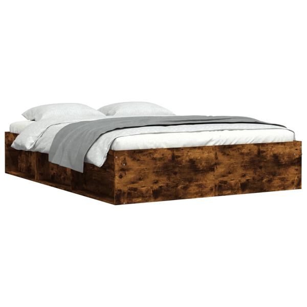 vidaXL Bed Frame without Mattress Smoked Oak 140x200 cm