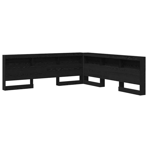 vidaXL Storage Headboard with Shelf Black Oak 180 cm Engineered Wood