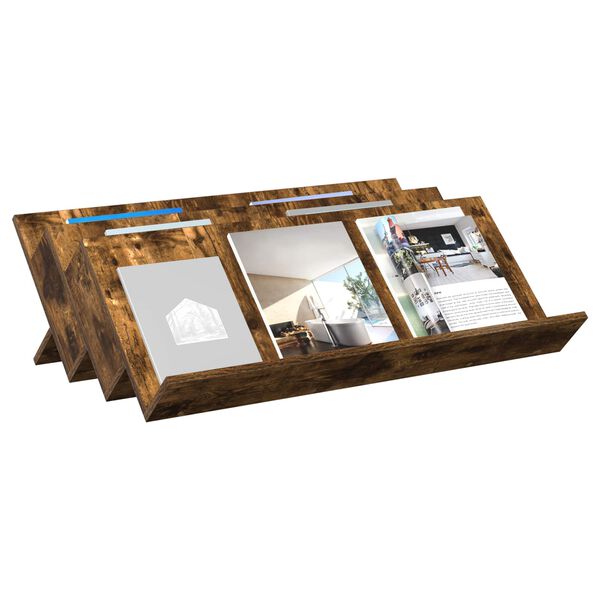 vidaXL Magazine Rack Smoked Oak 90 x 53 x 28.5 cm Engineered Wood