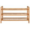 vidaXL Shoe Rack with 3 Shelves 100x27x60 cm Solid Oak Wood