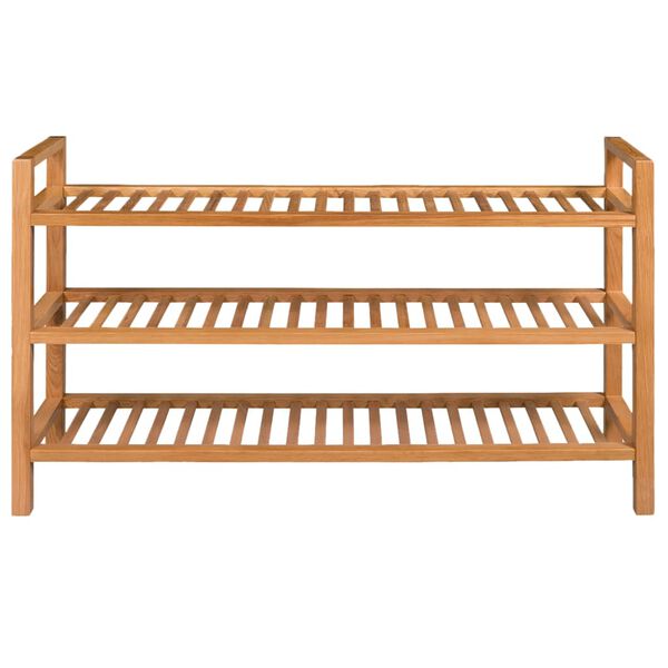 vidaXL Shoe Rack with 3 Shelves 100x27x60 cm Solid Oak Wood