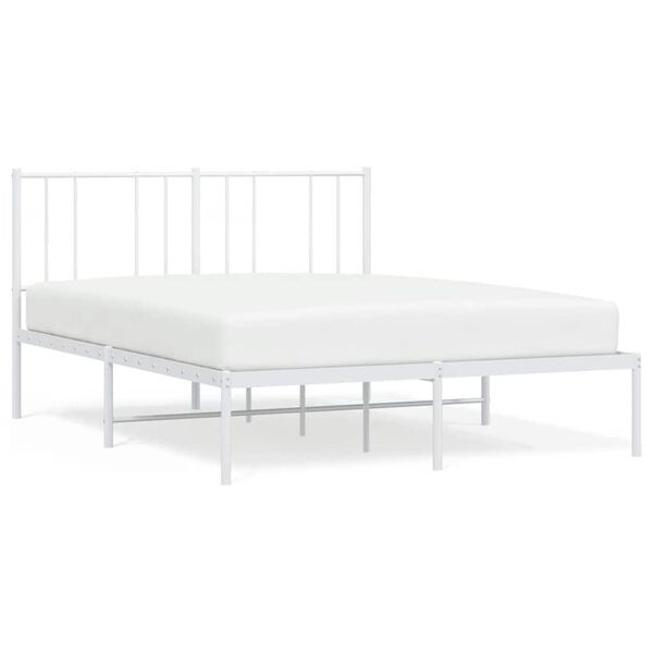 vidaXL Metal Bed Frame without Mattress with Headboard White 120x200cm