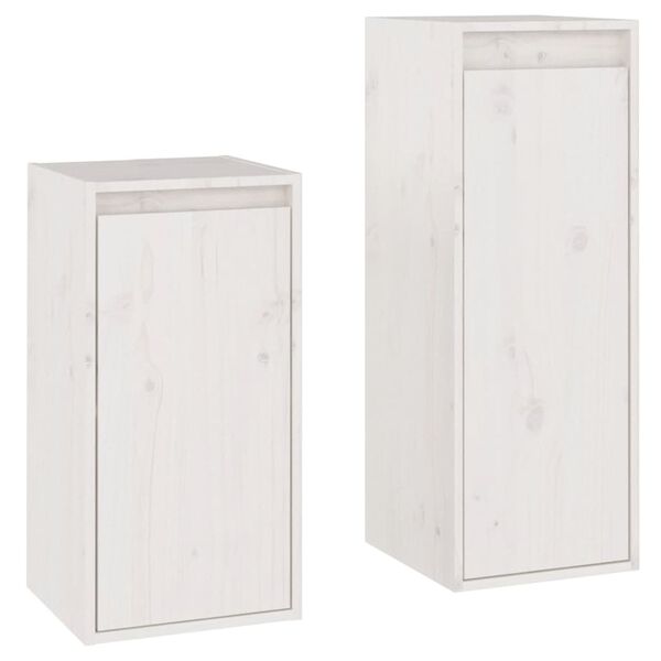 vidaXL TV Cabinets 2 pcs White Solid Wood Pine
