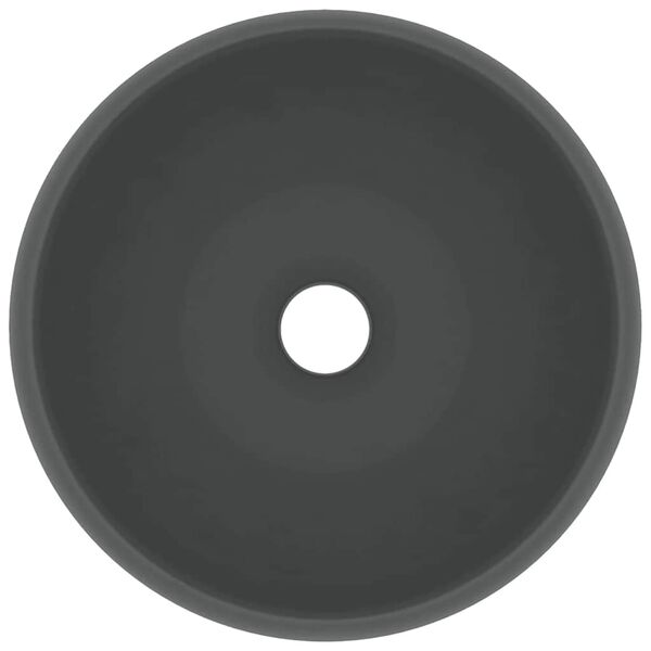 vidaXL Luxury Wash Basin Round Matt Dark Grey 40x15 cm Ceramic