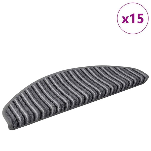 vidaXL Self-adhesive Stair Mats 15 pcs Grey 65 x 21 x 4 cm