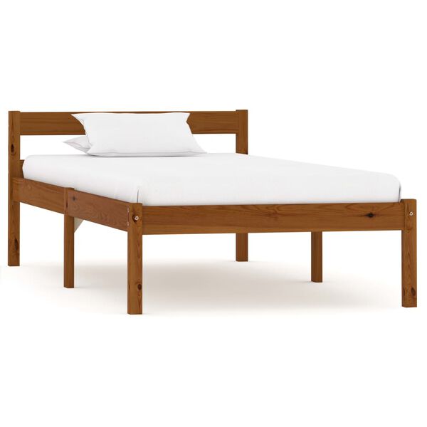vidaXL Bed Frame without Mattress Honey Brown Solid Wood 90x200 cm (283208+321987)