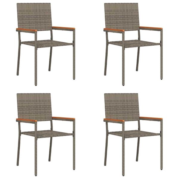 vidaXL Garden Stacking Chairs 4 pcs Grey and Brown