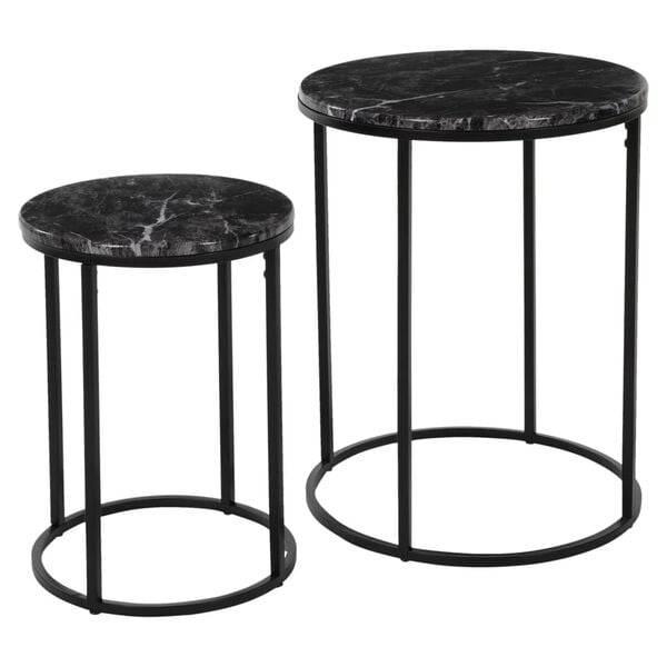 H&S Collection 2 Piece Side Table Set Black
