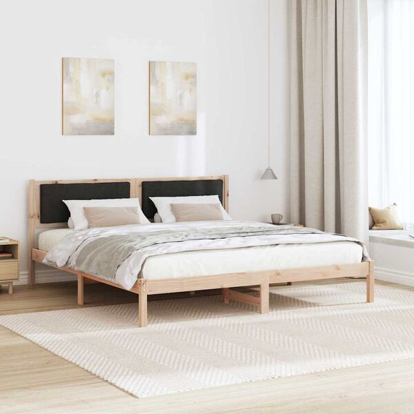 vidaXL Bed Frame with Headboard Black 180 x 200 cm Solid Pine Wood