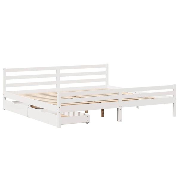vidaXL Bed Frame without Mattress White 180x200 cm Super King Solid Wood Pine