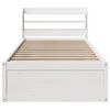 vidaXL Bed Frame with Headboard White 90x190 cm Single Solid Wood Pine