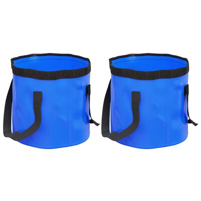 vidaXL Folding Buckets 2 pcs Blue 30 L PVC