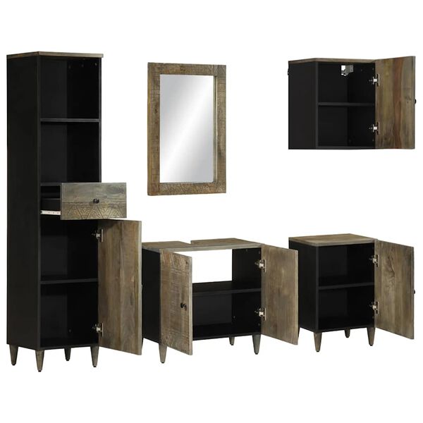vidaXL 5 Piece Bathroom Furniture Set Solid Wood Mango