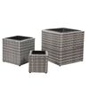 vidaXL Garden Raised Beds 3 pcs Poly Rattan Grey