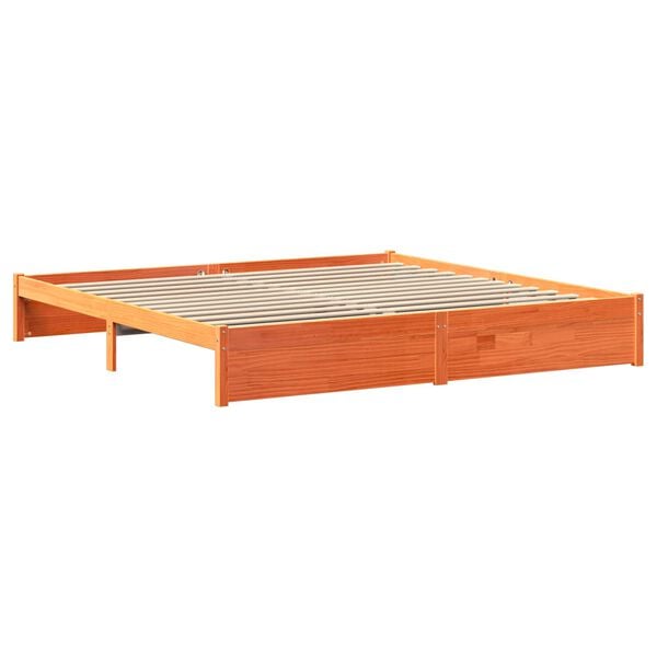 vidaXL Bookcase Bed Frame Wax Brown 180 x 200 cm Solid Pine Wood