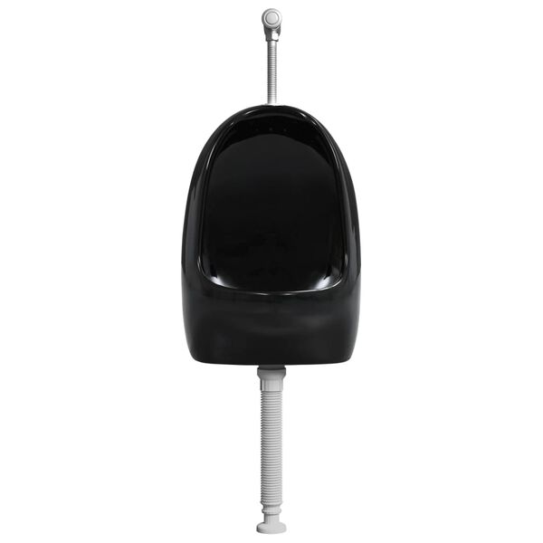 vidaXL Wall Hung Urinal with Flush Valve Ceramic Black