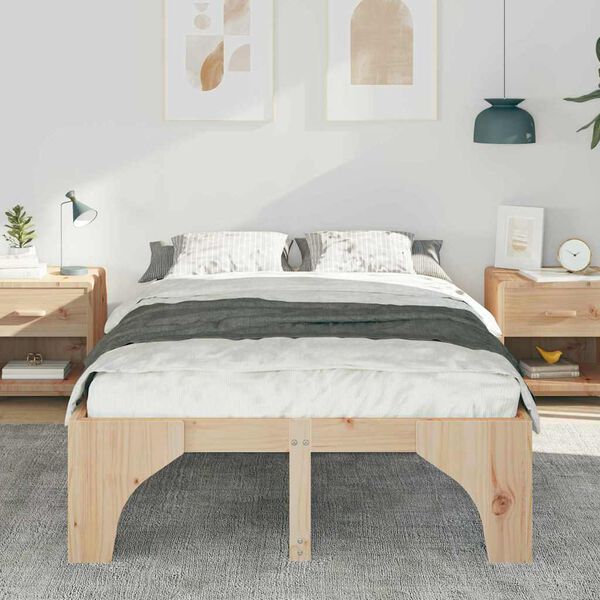 vidaXL Bed Frame Brown 120 x 200 cm Solid Pine Wood